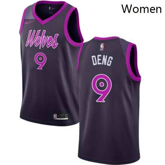 Womens Nike Minnesota Timberwolves 9 Luol Deng Swingman Purple NBA Jersey City Edition